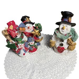 Charming Vintage Snowman‎ Family Figurines & Single Snowman Christmas Decor Set